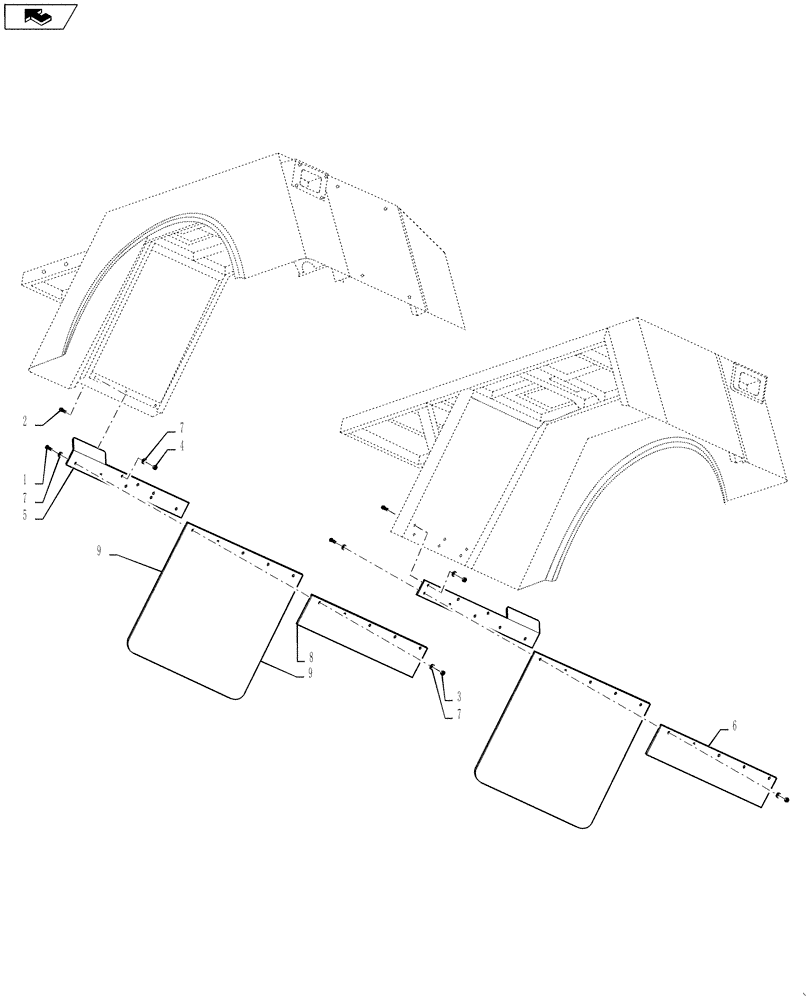 Схема запчастей Case IH TITAN 4530 - (90.116.03) - FRONT AXLE MUDFLAP (90) - PLATFORM, CAB, BODYWORK AND DECALS