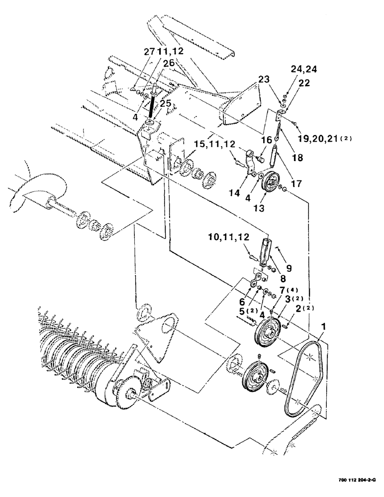 Схема запчастей Case IH 8520 - (2-28) - PICKUP DRIVE & SUSPENSION ASSEMBLY (CONTINUED) Driveline