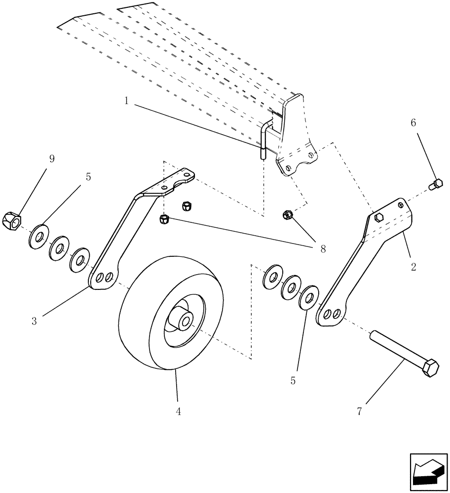 Схема запчастей Case IH SRX160 - (E.20.C[02]) - SUSPENDED BOOM - BREAKAWAY WHEEL ASSEMBLY - NO WINDSCREEN E - Body and Structure