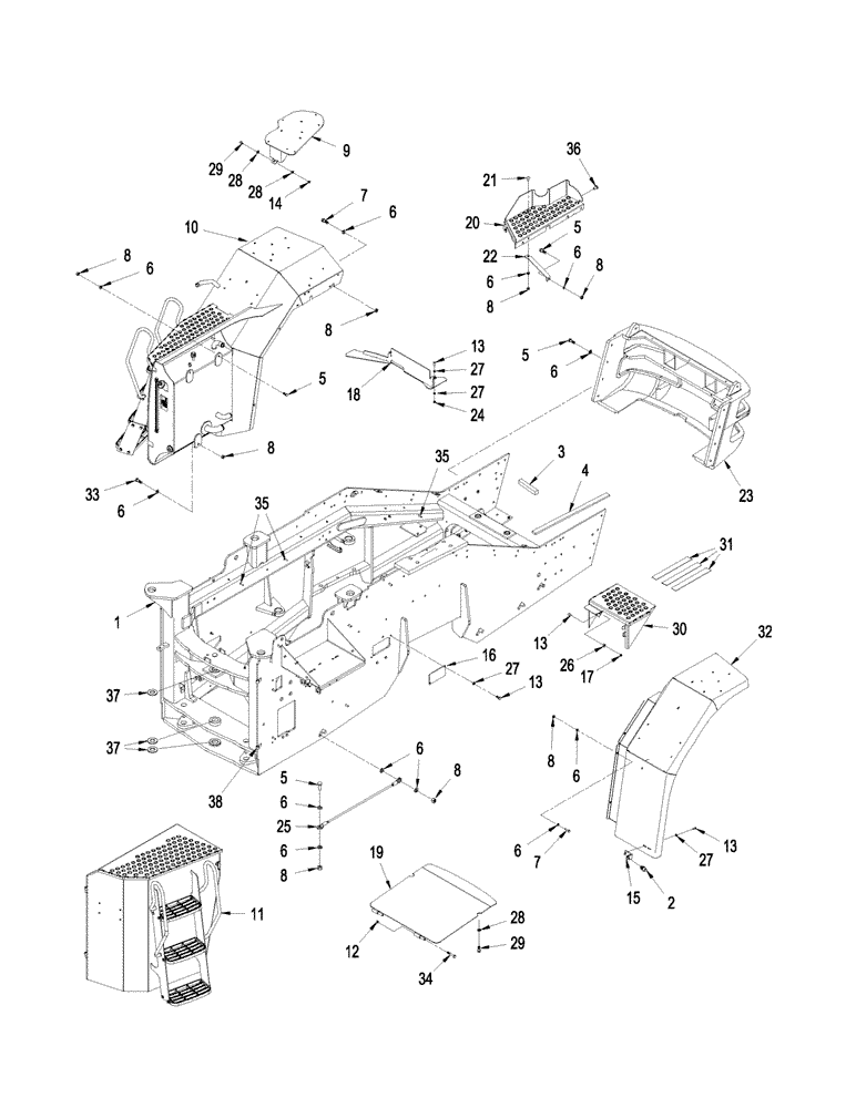 Схема запчастей Case IH STX430 - (09-29) - FRONT FRAME, WHEEL TRACTOR, STX & STEIGER 380 / 430 (09) - CHASSIS