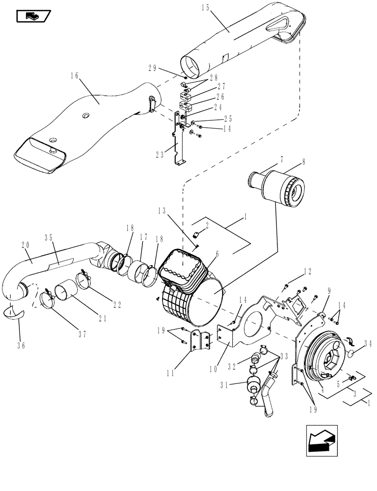 Схема запчастей Case IH MAGNUM 180 - (10.202.01) - ENGINE AIR CLEANER ASSEMBLY (10) - ENGINE