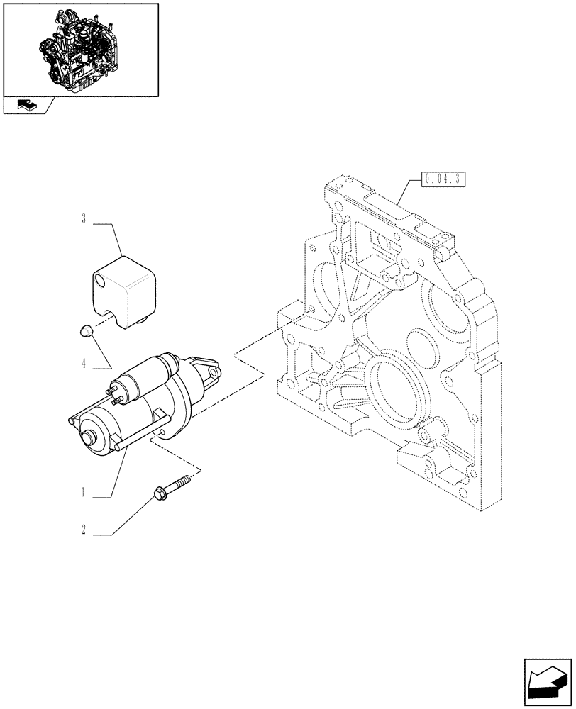 Схема запчастей Case IH FARMALL 90 - (0.36.0) - STARTER MOTOR (01) - ENGINE