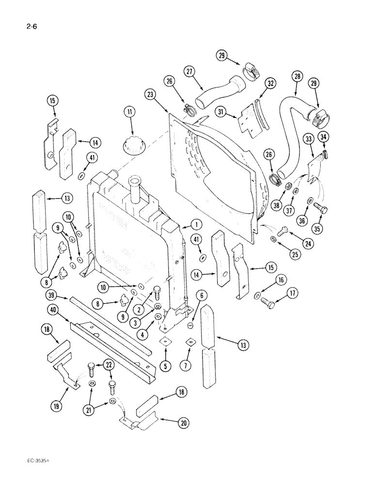 Схема запчастей Case IH 395 - (2-006) - RADIATOR AND CONNECTIONS, MFD TRACTOR (02) - ENGINE