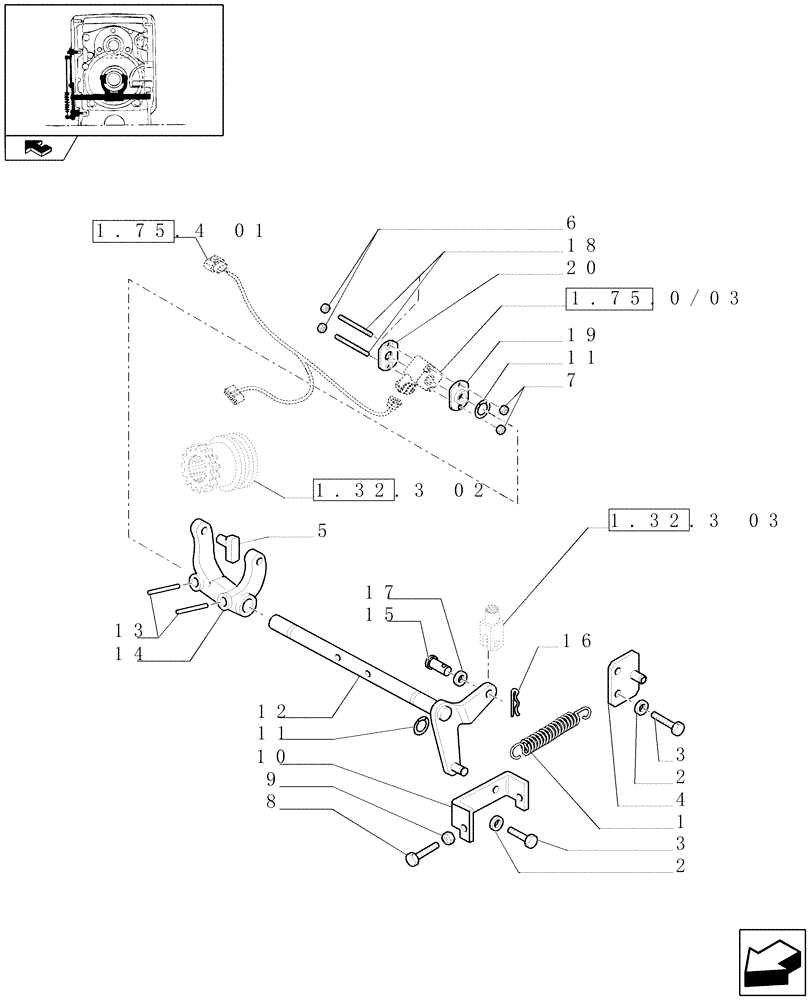 Схема запчастей Case IH PUMA 165 - (1.32.3[01]) - (VAR.146) SUPP. GEAR REDUCTION UNIT - REDUCTION UNIT CONTROLS (03) - TRANSMISSION