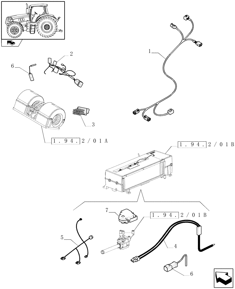 Схема запчастей Case IH PUMA 165 - (1.75.4/03) - (VAR.098) AUTOMATIC CLIMATE CONTROL - CABLES AND SENSOR (06) - ELECTRICAL SYSTEMS