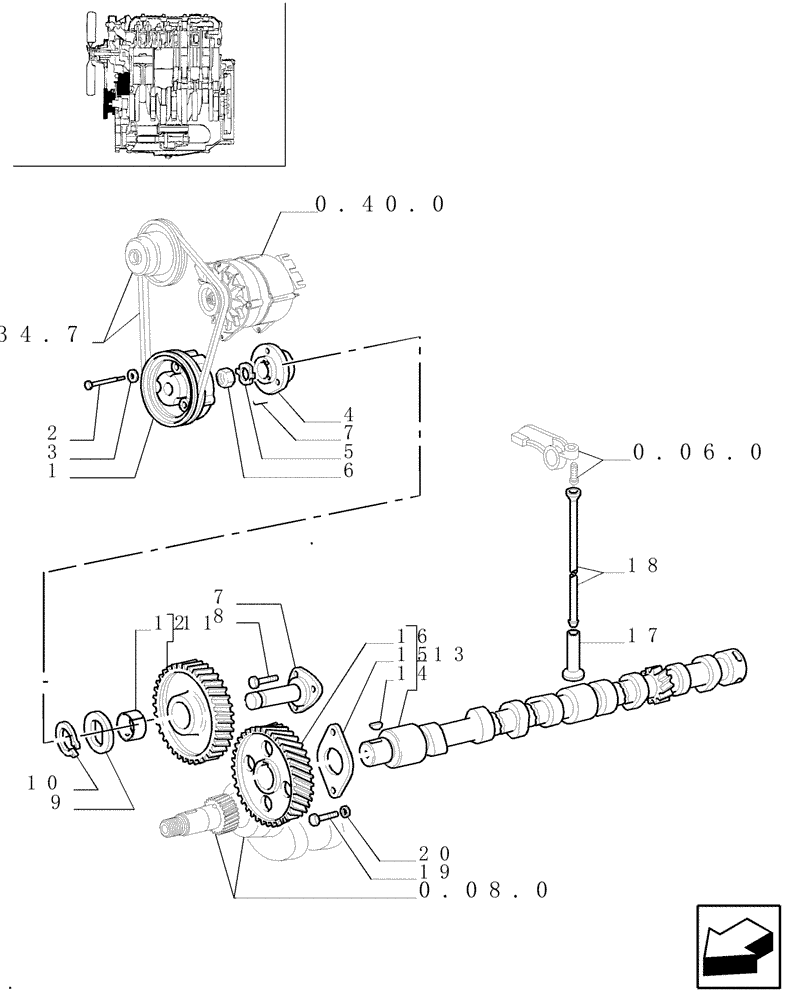 Схема запчастей Case IH JX80U - (0.08.4) - CAMSHAFT & GEARS (01) - ENGINE