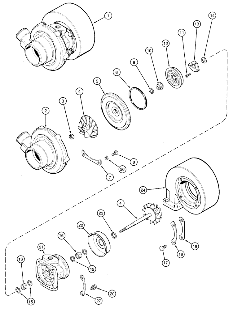 Схема запчастей Case IH 5220 - (2-36) - TURBOCHARGER ASSEMBLY, 4T/4TA-390 ENGINE (02) - ENGINE