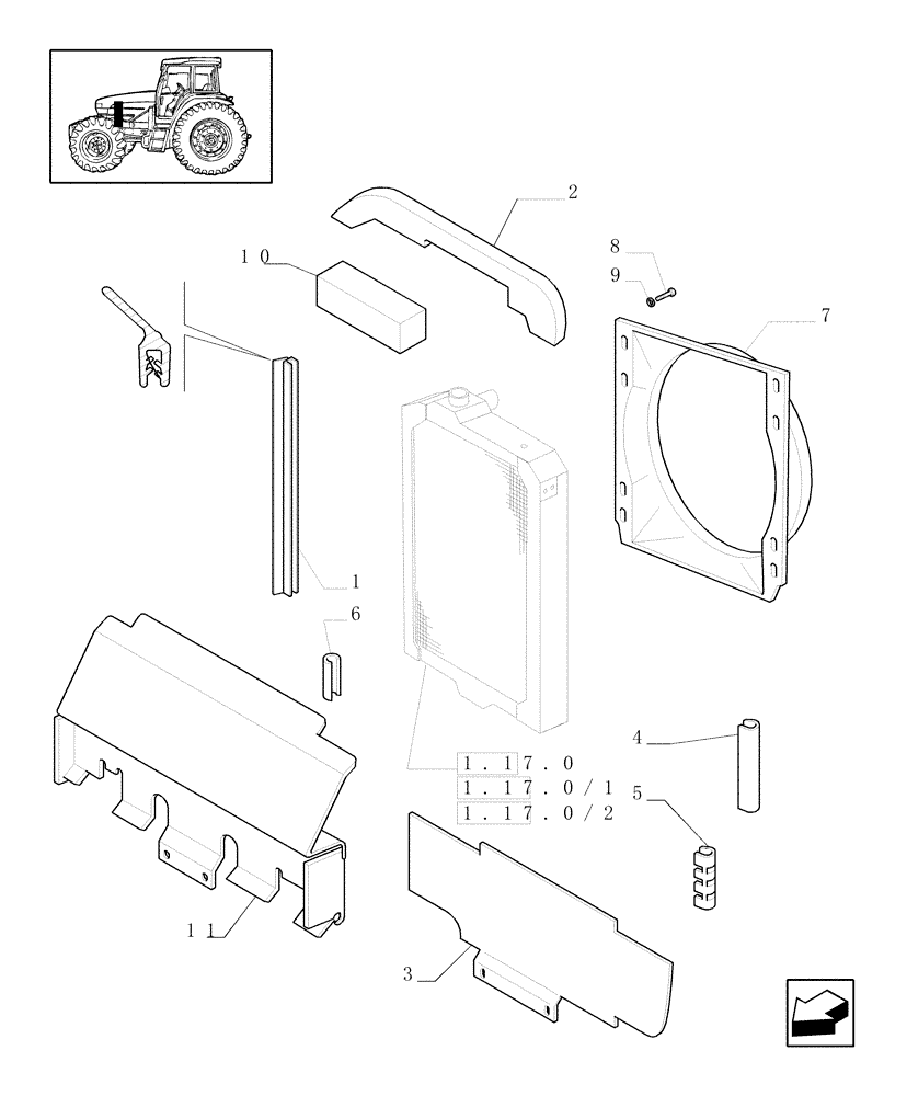 Схема запчастей Case IH MXM155 - (1.17.5) - RADIATOR & RELATED PARTS (02) - ENGINE EQUIPMENT