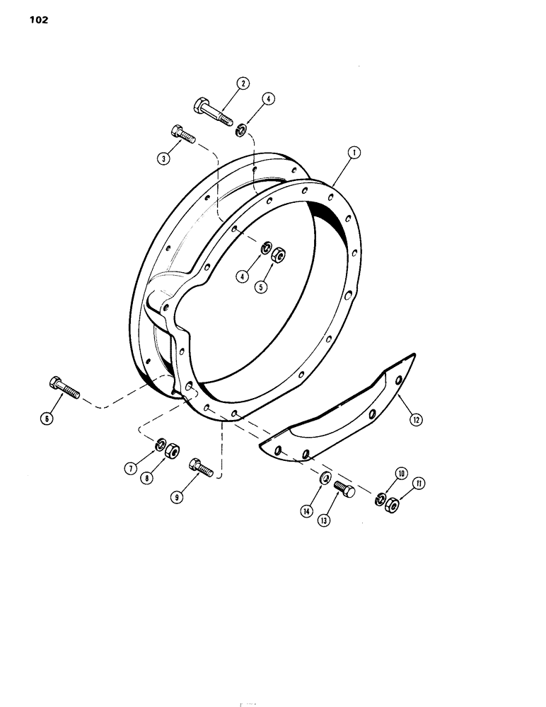 Схема запчастей Case IH 504D - (102) - FLYWHEEL HOUSING, NUMBER ONE SAE, B (10) - ENGINE