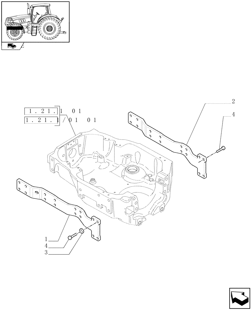 Схема запчастей Case IH PUMA 155 - (1.21.6/03) - SIDE RAILS (VAR.330211) (03) - TRANSMISSION