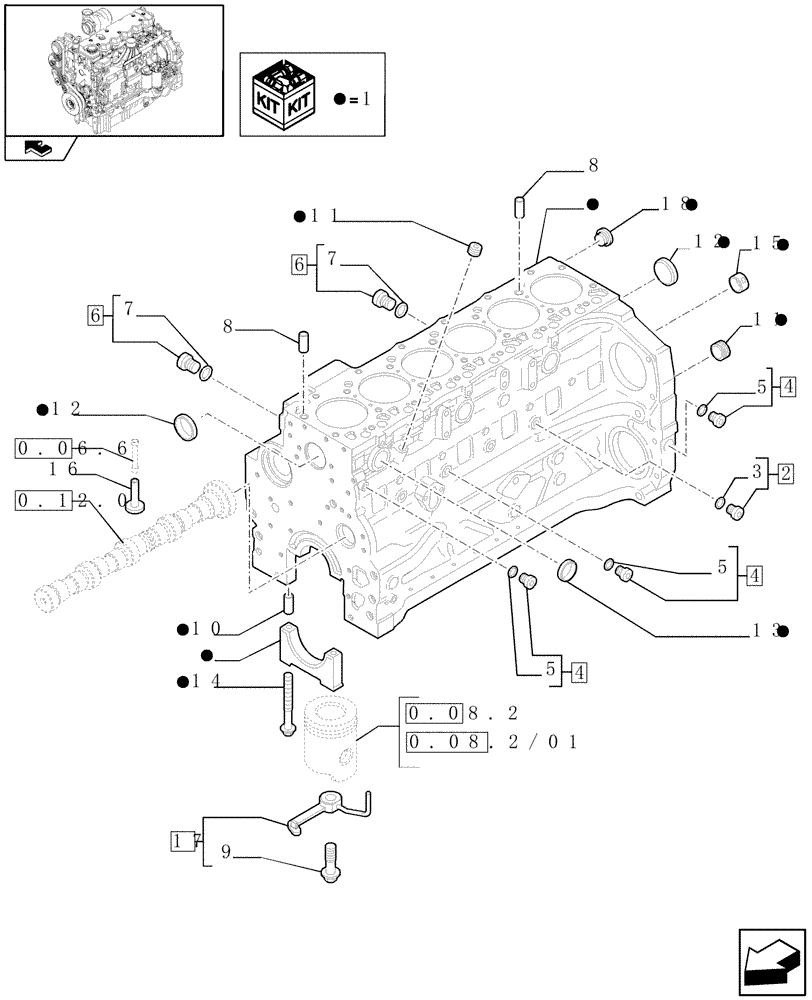 Схема запчастей Case IH PUMA 155 - (0.04.0) - CRANKCASE (01) - ENGINE