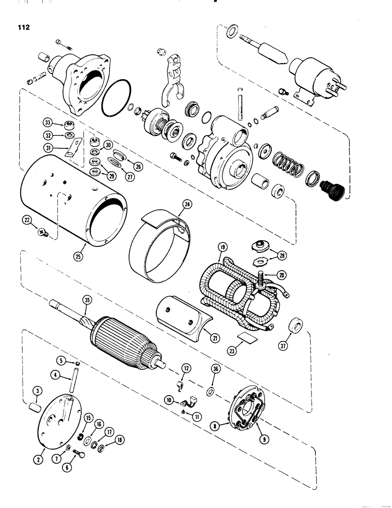 Схема запчастей Case IH 1070 - (0112) - A64907 STARTER, USED TRACTOR SERIAL NUMBERS 8896753 TO 8814501 (04) - ELECTRICAL SYSTEMS