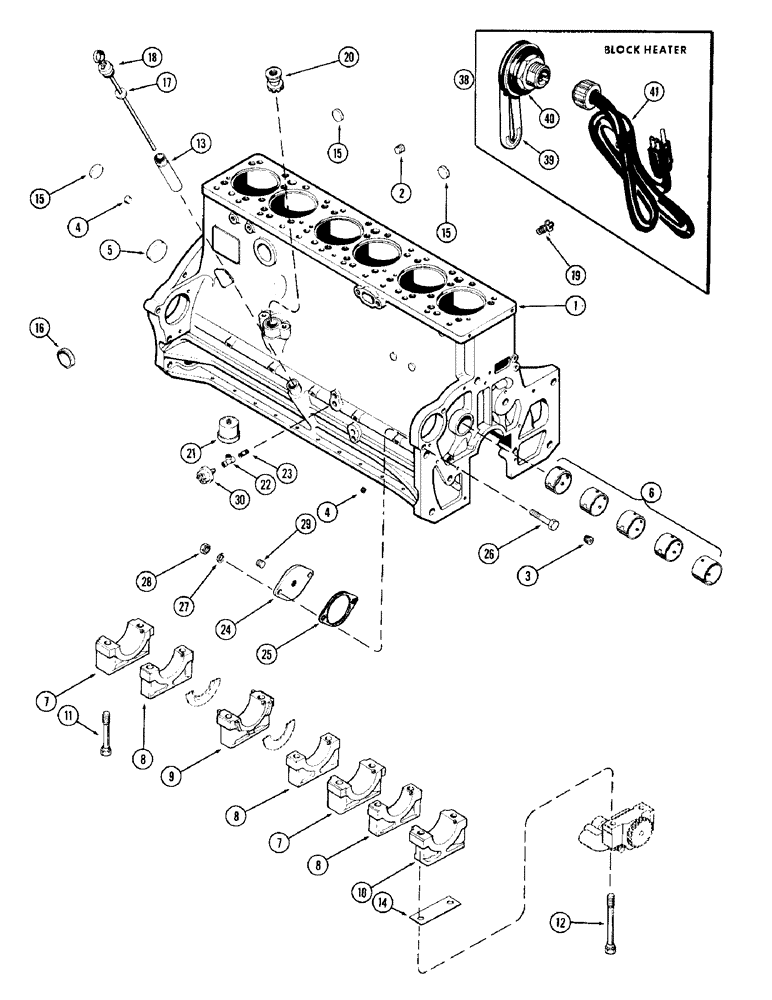 Схема запчастей Case IH 1470 - (016) - CYLINDER BLOCK ASSEMBLY, (504BDT) DIESEL ENGINE (02) - ENGINE