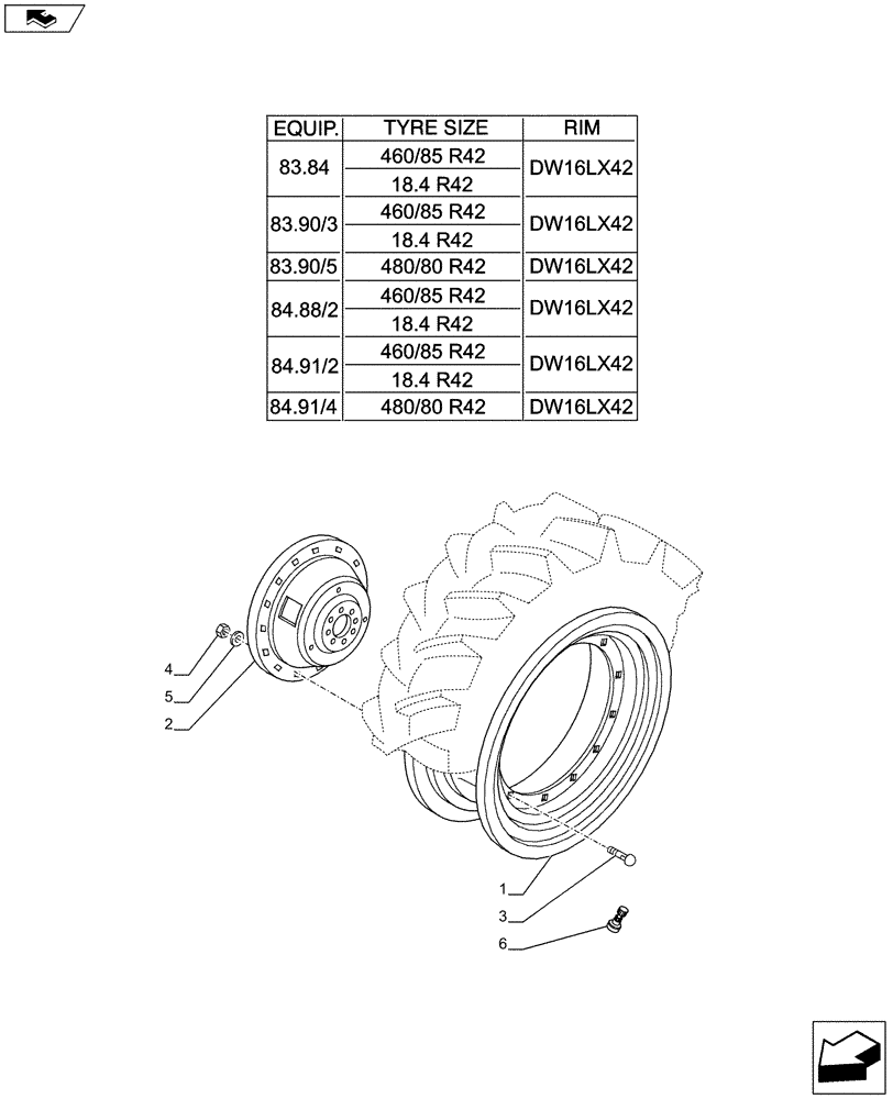 Схема запчастей Case IH PUMA 170 - (44.520.01[10]) - REAR WHEELS (44) - WHEELS