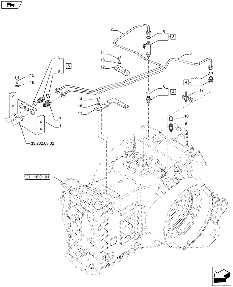 Схема запчастей Case IH PUMA 200 - (33.202.02) - BRAKE PIPING (33) - BRAKES & CONTROLS