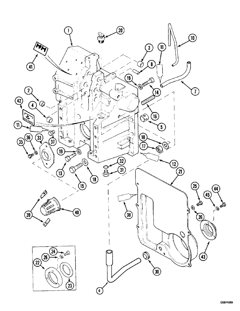 Схема запчастей Case IH 5150 - (6-106) - P.T.O. HOUSING AND OIL BAFFLE (06) - POWER TRAIN