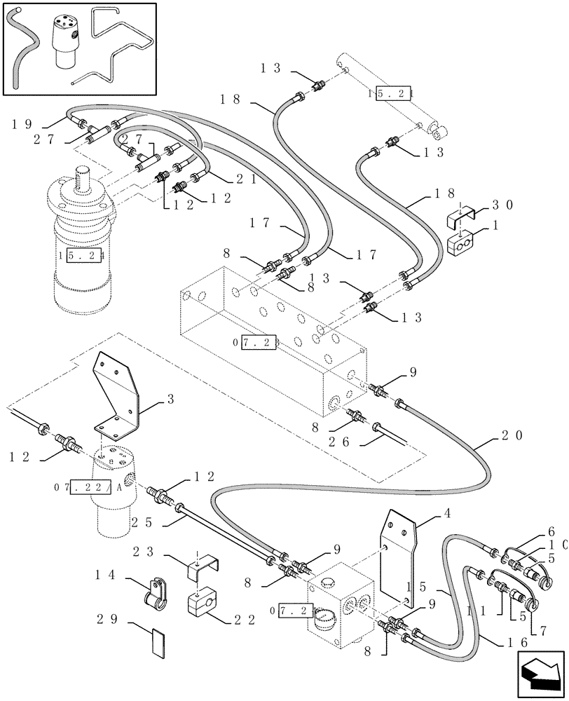 Схема запчастей Case IH RBX341 - (07.22[01]) - HYDRAULICS - C651 (07) - HYDRAULIC SYSTEM