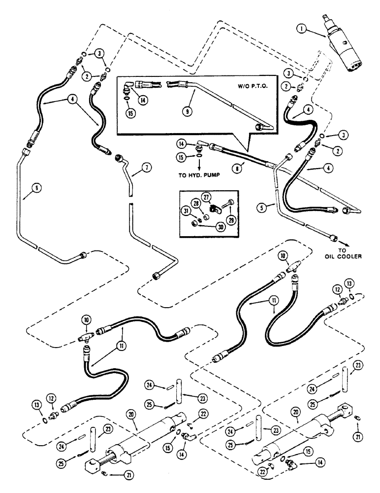 Схема запчастей Case IH 2670 - (148) - FRONT HYDRAULIC STEER (05) - STEERING