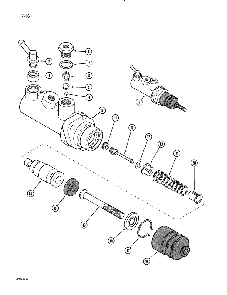 Схема запчастей Case IH 1670 - (7-16) - MASTER BRAKE CYLINDER (5.1) - BRAKES