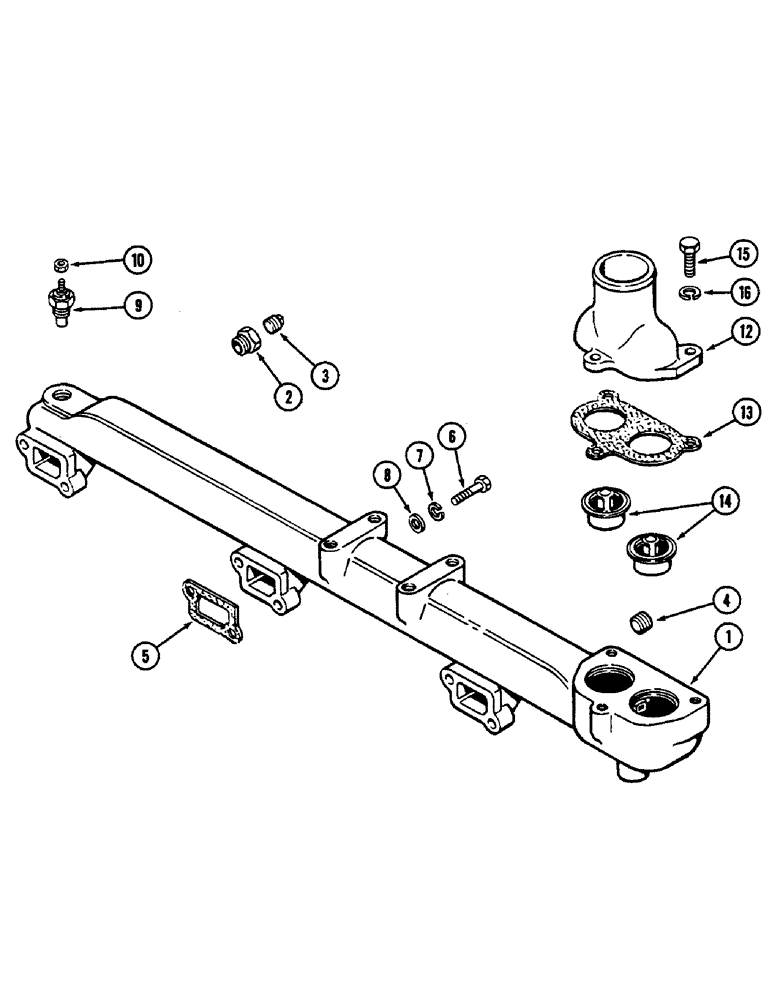 Схема запчастей Case IH 2290 - (2-004) - WATER MANIFOLD AND THERMOSTAT, 504BDT DIESEL ENGINE (02) - ENGINE