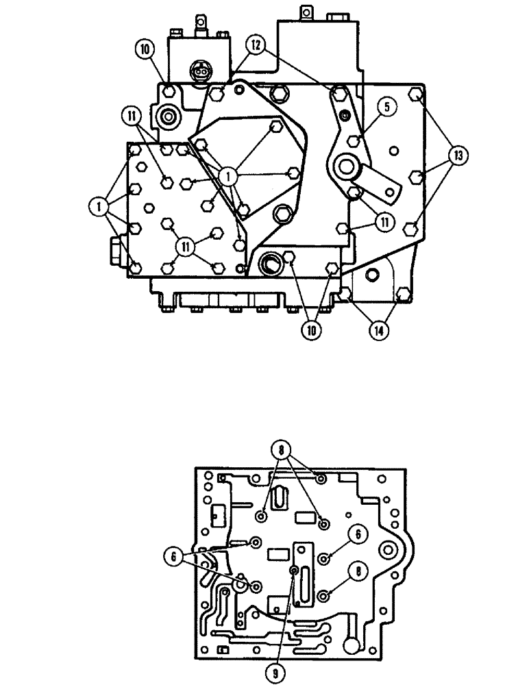 Схема запчастей Case IH 8910 - (6-038) - TRANSMISSION CONTROL VALVE ASSEMBLY, VALVE BOLTS AND PATTERN (06) - POWER TRAIN