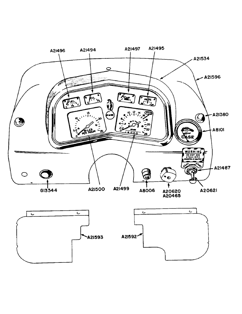 Схема запчастей Case IH 940 - (2-050) - INSTRUMENT PANEL FOR DIESEL TRACTORS, SEE PAGE 18 OF SUPPLEMENT (04) - ELECTRICAL SYSTEMS