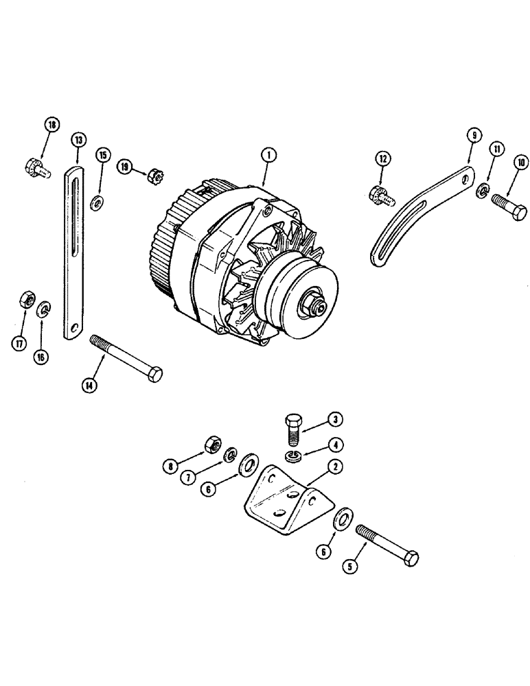 Схема запчастей Case IH 2470 - (104) - ALTERNATOR MOUNTING, P.I.N. 8825001 AND AFTER (04) - ELECTRICAL SYSTEMS