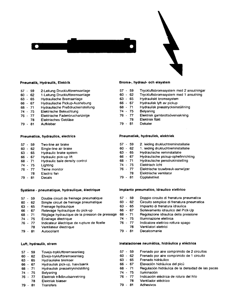 Схема запчастей Case IH 110 - (00-N) - INDEX - PNEUMATIC, HYDRAULIC, ELECTRIC (00) - GENERAL