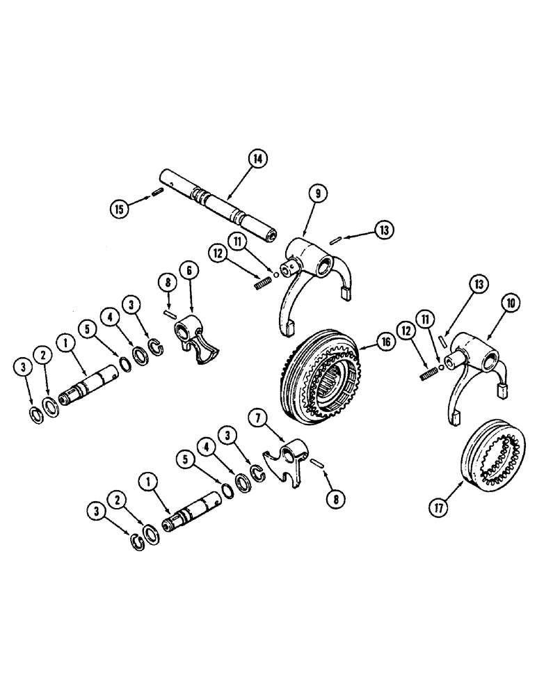 Схема запчастей Case IH 2290 - (6-266) - MECHANICAL SHIFT TRANSMISSION, RANGE AND REVERSE SHIFT MECHANISM (06) - POWER TRAIN