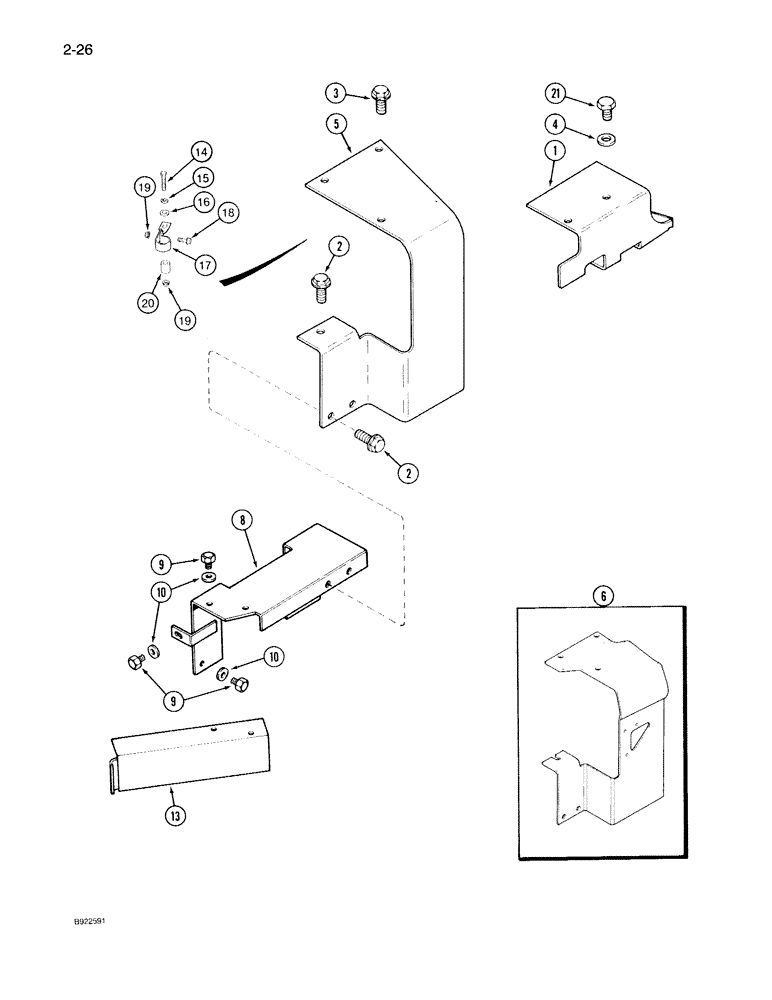 Схема запчастей Case IH 7140 - (2-026) - EXHAUST SYSTEM SHIELDS, P.I.N. JJA0033579 AND AFTER (02) - ENGINE