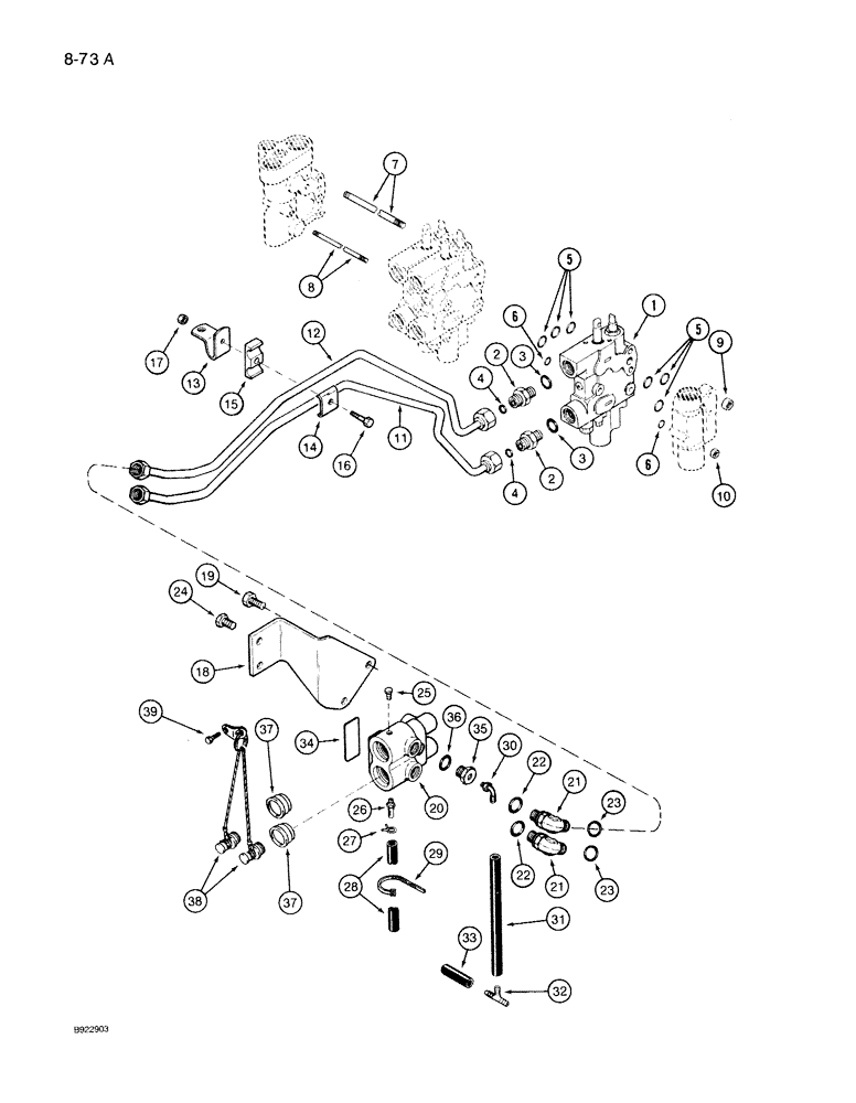 Схема запчастей Case IH 7150 - (8-073A) - THIRD CIRCUIT REMOTE HYDRAULICS, TRANSMISSION S/N AJB0060500 AND AFTER (08) - HYDRAULICS