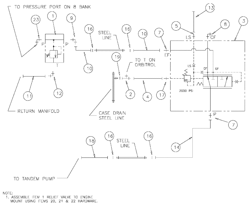 Схема запчастей Case IH SPX3310 - (06-001) - STEERING CONTROL GROUP Hydraulic Plumbing