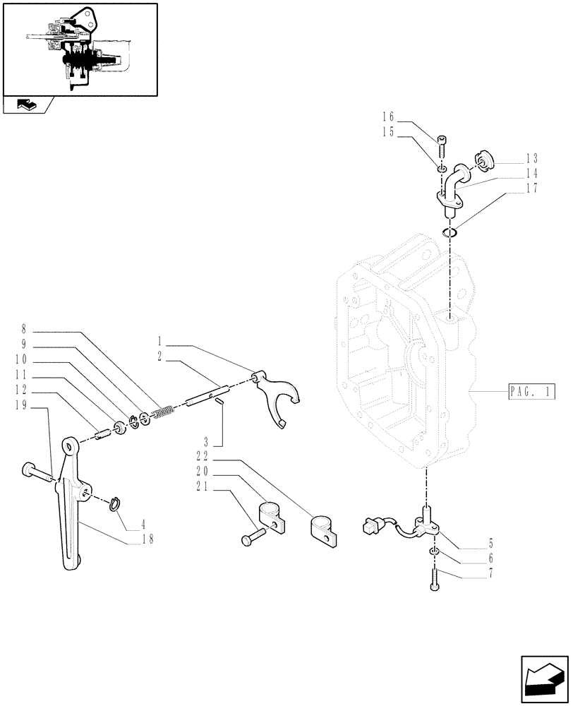 Схема запчастей Case IH PUMA 140 - (1.80.1/01[03]) - POWER TAKE-OFF 540/100 RPM REVERSABLE SHAFT - LEVER AND FORK (VAR.330800) (07) - HYDRAULIC SYSTEM