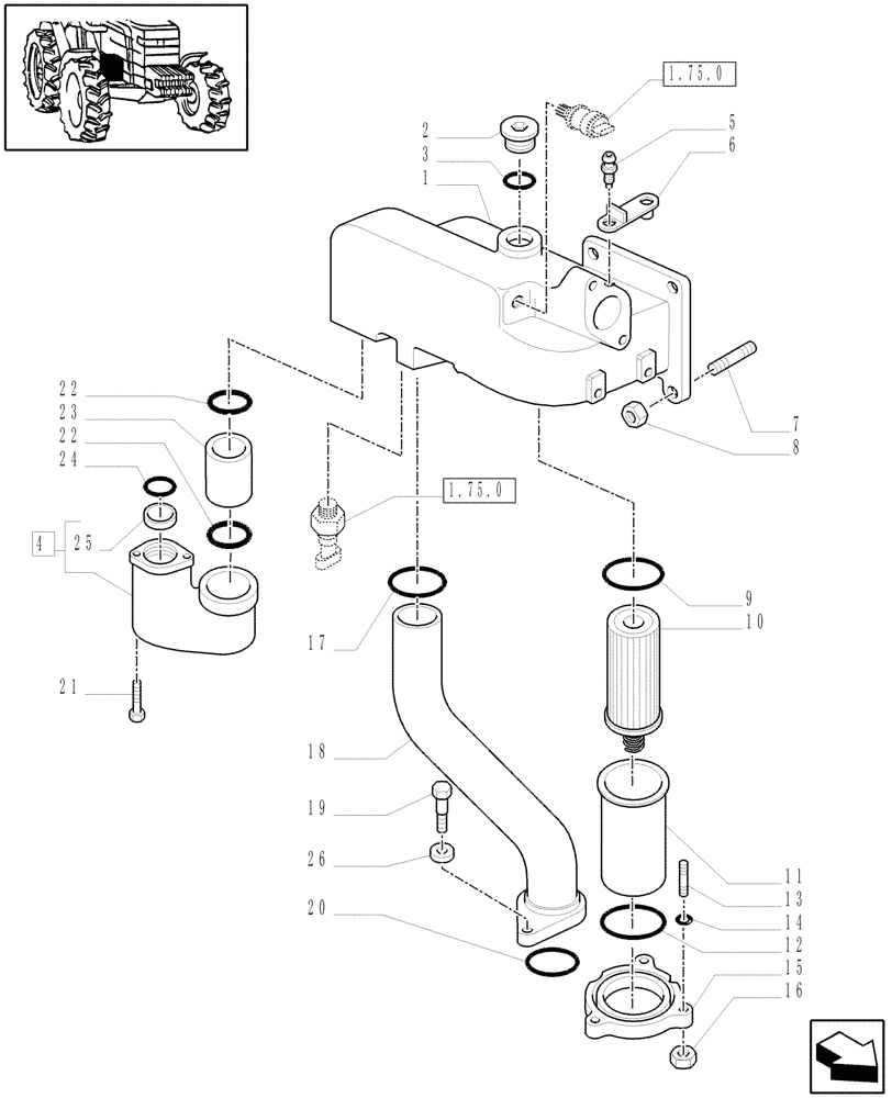 Схема запчастей Case IH MAXXUM 110 - (1.32.8/02[01]) - PUMPS FOR HYDRAULIC SYSTEM AND LIFT (113 L/MIN) - C6562 (VAR.390835-391835 / 743744) (03) - TRANSMISSION