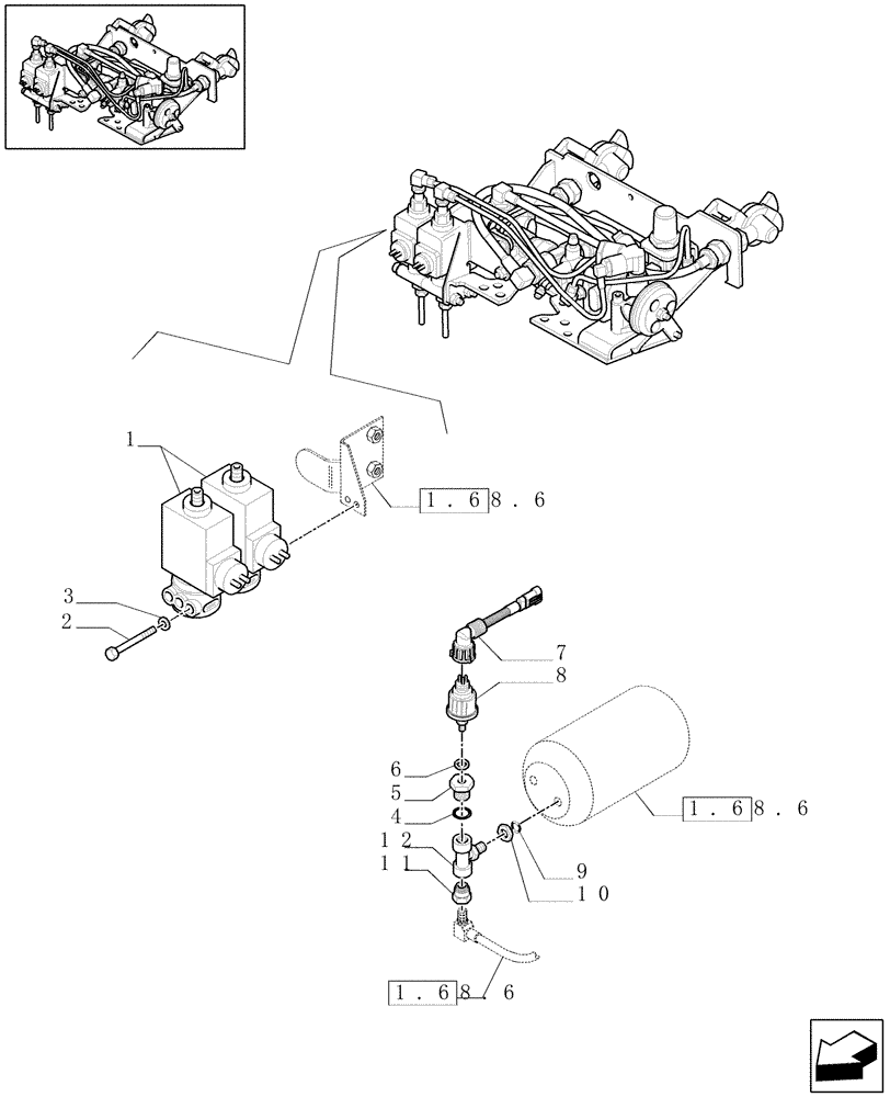 Схема запчастей Case IH MAXXUM 110 - (1.75.0/03) - PNEUMATIC TRAILER BRAKE - SENSOR AND CONTROL VALVES (VAR.332727-333727-332737-339737-332739-333739) (06) - ELECTRICAL SYSTEMS