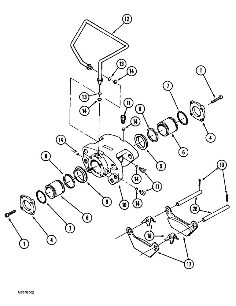 Схема запчастей Case IH 9330 - (7-012) - BRAKE CALIPER ASSEMBLY, WITHOUT PARKING BRAKE (07) - BRAKES