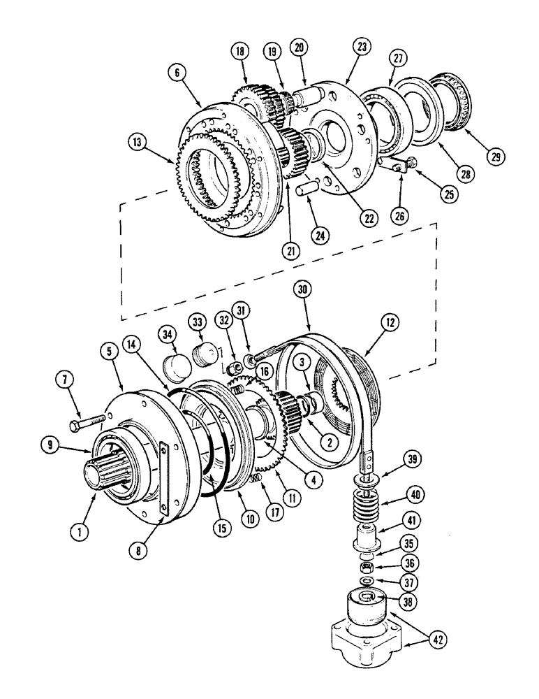 Схема запчастей Case IH 1594 - (6-184) - FRONT PLANETARY ASSEMBLY, POWER SHIFT (06) - POWER TRAIN