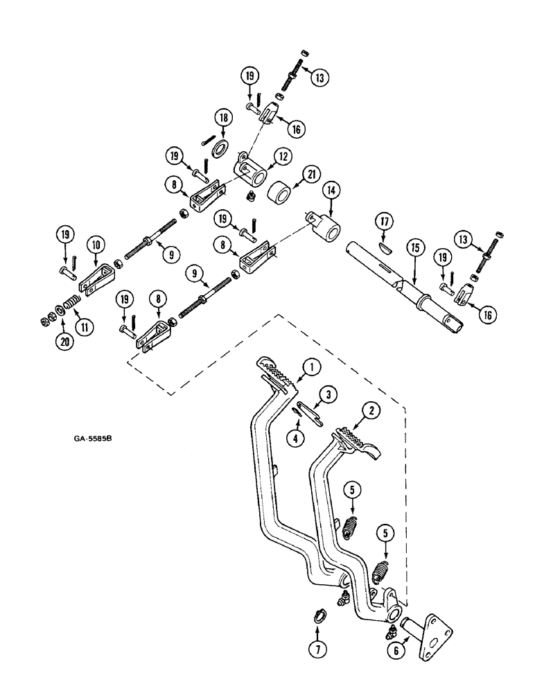 Схема запчастей Case IH 633 - (7-452) - FOOT BRAKE LINKAGE (07) - BRAKES