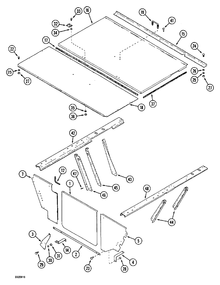 Схема запчастей Case IH 1800 - (9E-16) - ENGINE AND RADIATOR SHIELDS, FRONT ACCESS DOOR AND SUPPORTS (12) - CHASSIS