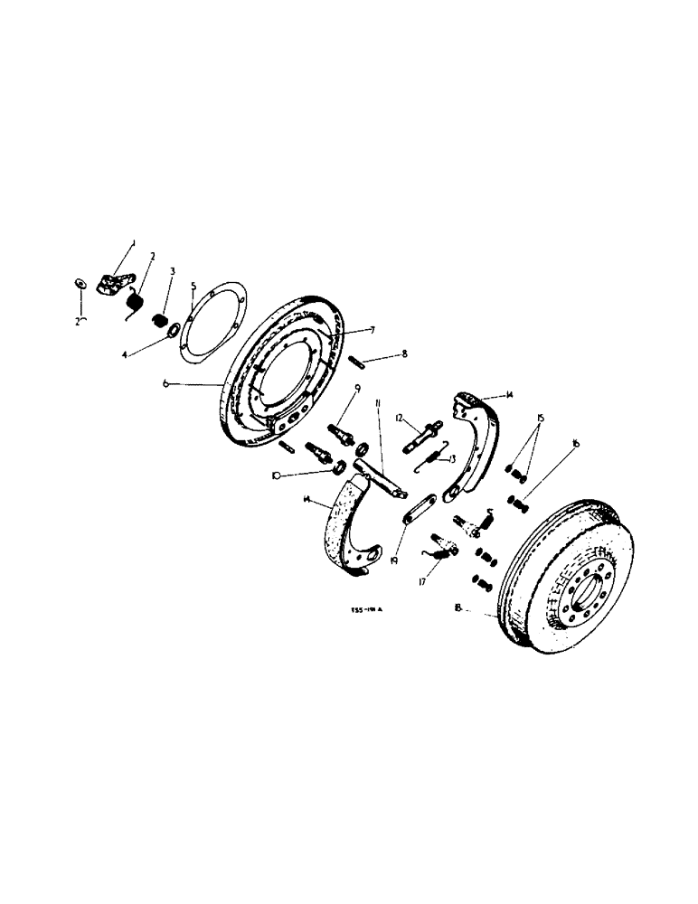 Схема запчастей Case IH 354 - (6-59) - ATTACHMENTS, HAND OPERATED DRUM BRAKE ATTACHMENT, 14 INCH X 2 INCH DAFC DRUM BRAKE ASSEMBLY Attachments