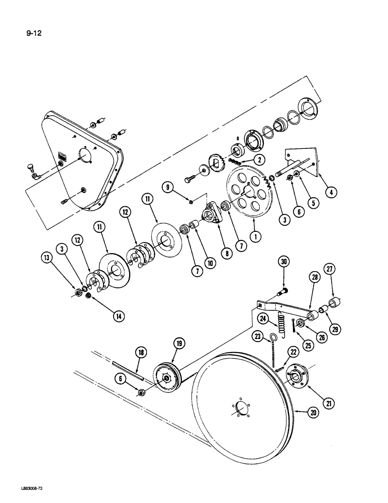 Схема запчастей Case IH 1490 - (9-012) - REEL DRIVE, 1490 AND 1590 MOWER CONDITIONER (03) - CHASSIS/MOUNTED EQUIPMENT