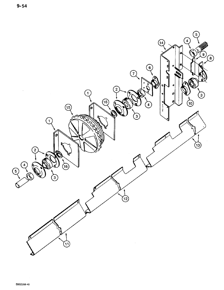 Схема запчастей Case IH 560 - (9-054) - SIDE MAIN DRIVE SHAFT, SHIELDS AND SUPPORTS, MODEL 560 ONLY (09) - CHASSIS/ATTACHMENTS