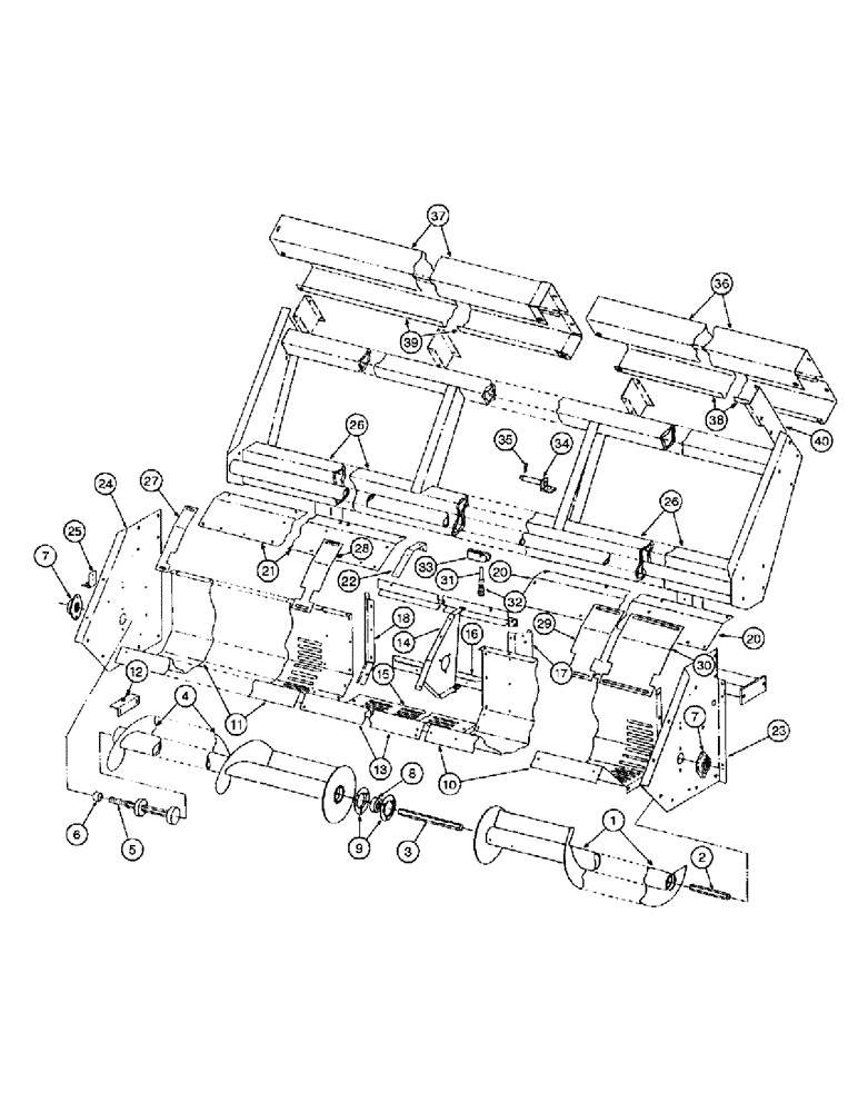 Схема запчастей Case IH 1400 - (9A-22) - CROSS AUGER AND KICKER, FOUR ROW (13) - PICKING SYSTEM