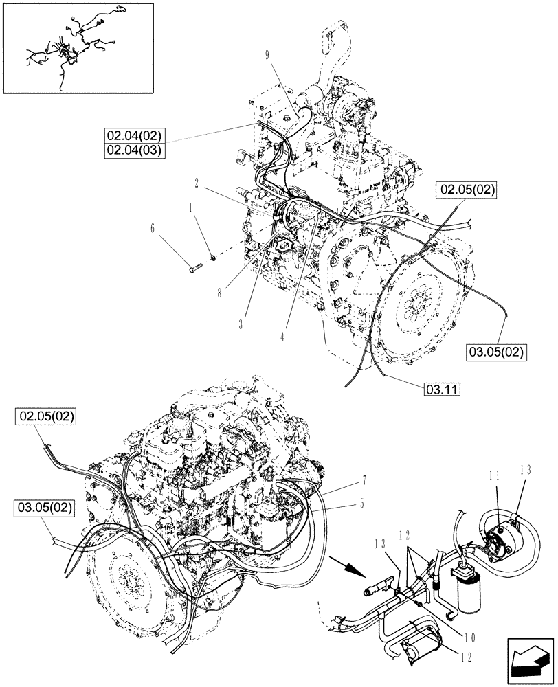 Схема запчастей Case IH WDX1002S - (06.04[2]) - ENGINE ELECTRICAL (06) - ELECTRICAL SYSTEMS