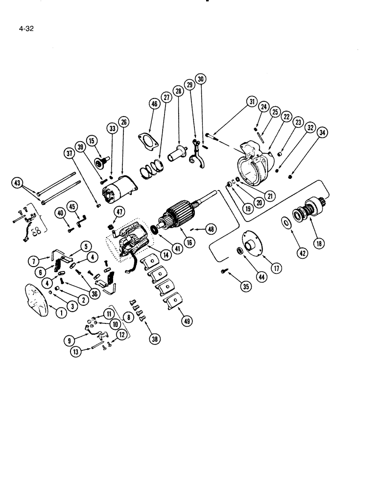 Схема запчастей Case IH 5000 - (4-32) - STARTER ASSEMBLY, D-239 DIESEL ENGINE (04) - ELECTRICAL SYSTEMS