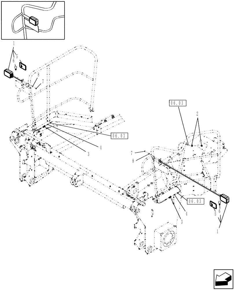 Схема запчастей Case IH WDX1202S - (06.02[02]) - FRONT FRAME ELECTRICAL, FROM 1/01/06 (06) - ELECTRICAL SYSTEMS