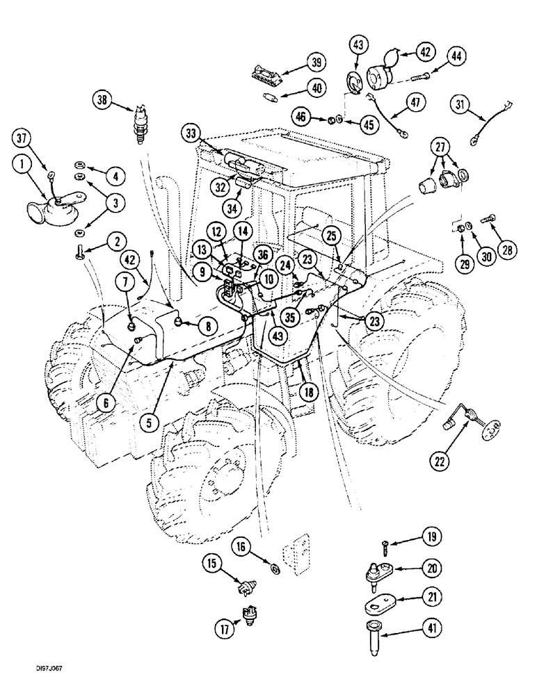 Схема запчастей Case IH 3230 - (4-004) - CHASSIS HARNESS AND SWITCHES, TRACTOR WITH CAB (04) - ELECTRICAL SYSTEMS