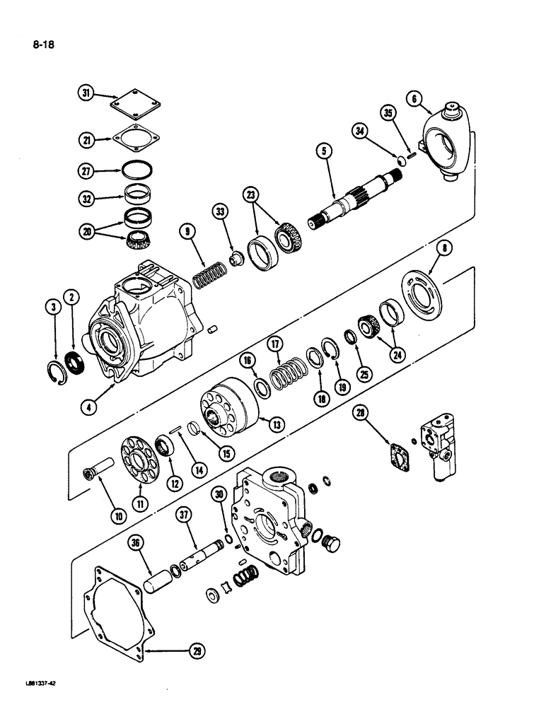 Схема запчастей Case IH 1822 - (8-18) - HYDRAULIC PUMP (07) - HYDRAULICS