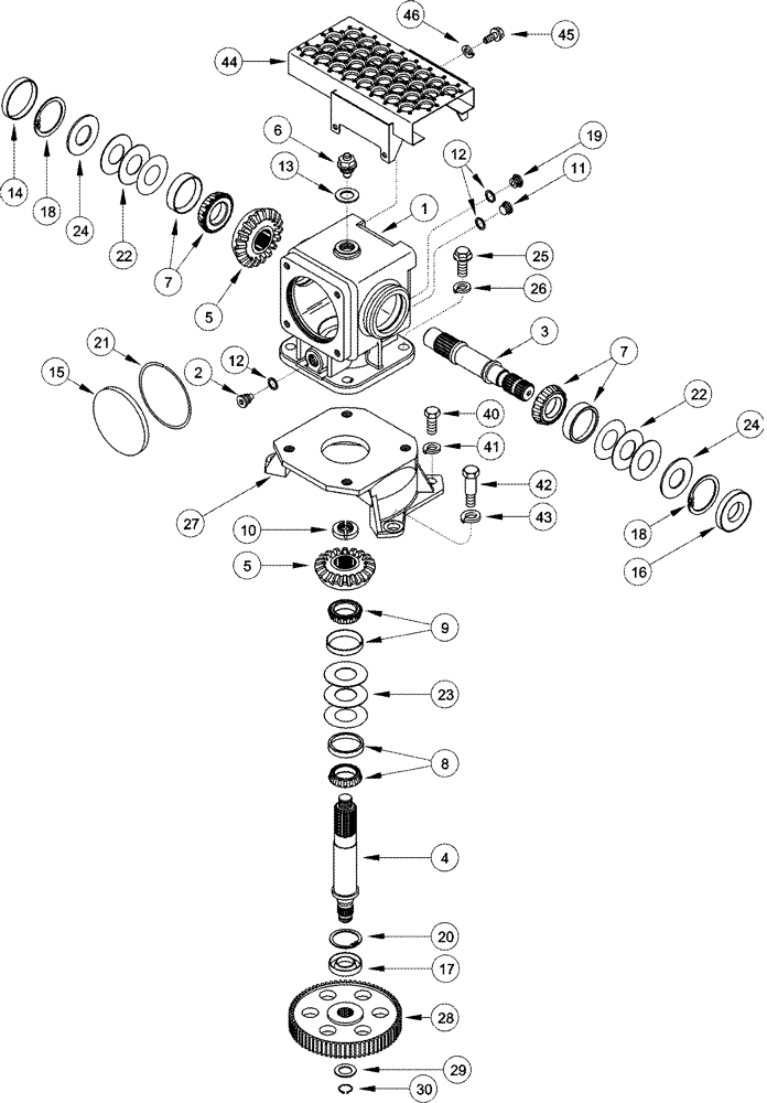 Схема запчастей Case IH 2555 - (09A-08) - GEARBOX - DRUM NUMBER 1 (4 ROW WIDE), DRUM NUMBER 1(5 ROW NARROW AND 5 ROW WIDE) (13) - PICKING SYSTEM