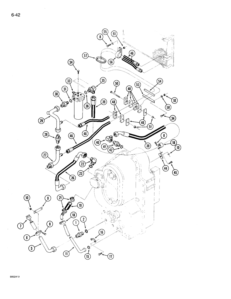 Схема запчастей Case IH 9210 - (6-042) - TRANSMISSION LUBRICATION, TRANSMISSION TO OIL COOLER (06) - POWER TRAIN